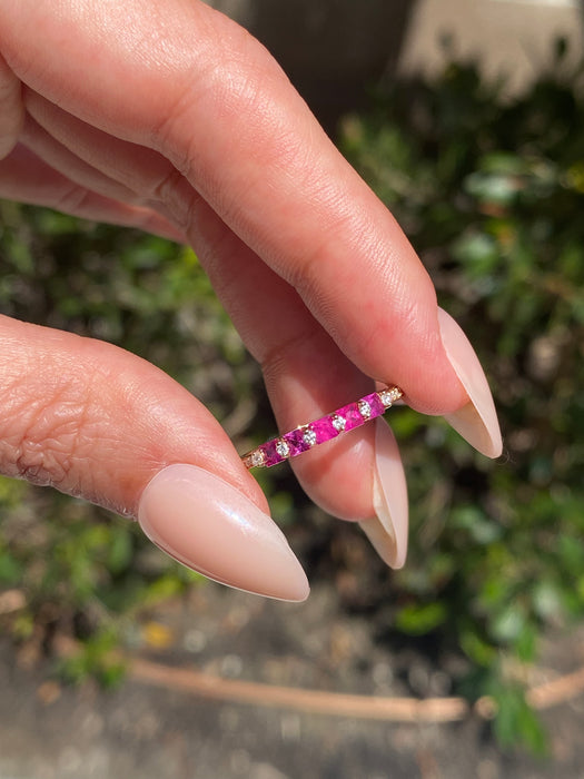 14K Ruby & Diamond Band Ring