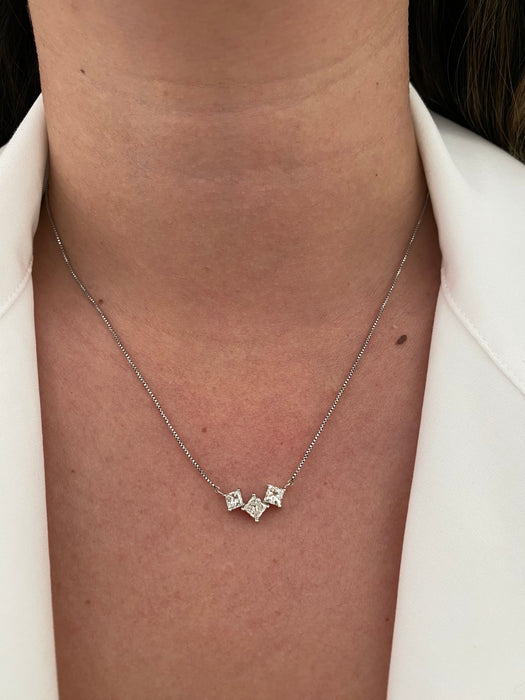 Vintage Platinum (850–900) Princess Cut Diamond Necklace – 1.04 TCW