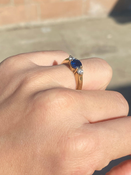 14k blue sapphire diamond ring size 6