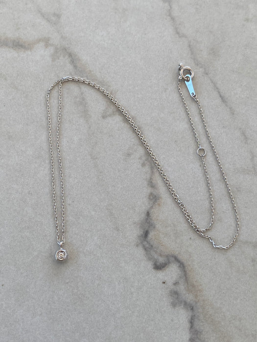 Vintage 10K White Gold Geometric Diamond Pendant Necklace – Natural Diamond