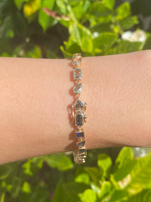 14k rainbow sapphire bracelet 8”