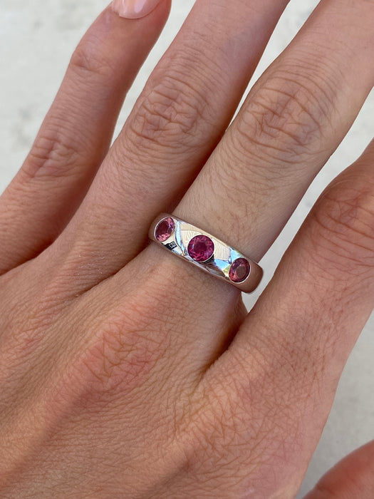 Vintage 18K White Gold Pink Tourmaline Ring