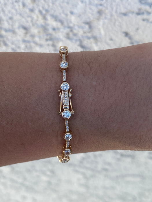 14K Yellow Gold Diamond Tennis Bracelet – 2.63 TCW Bezel & Prong Set Diamonds