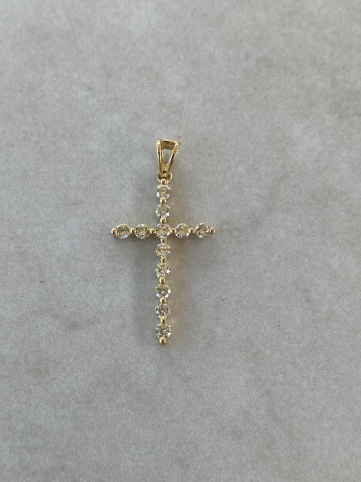 18K Gold Natural Diamond Cross Pendant – 0.36 TCW
