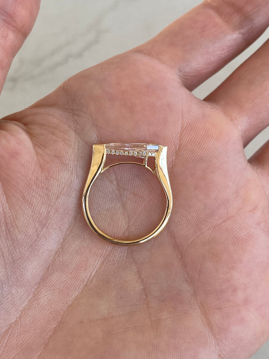 14K Step-Cut Elongated Kite Lab Diamond Ring