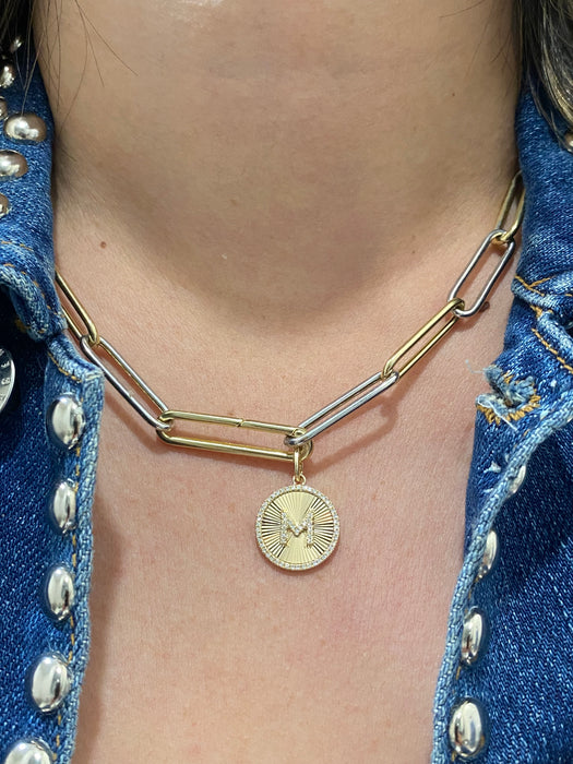 14K Gold Fluted Diamond Initial Pendant Letter J M S