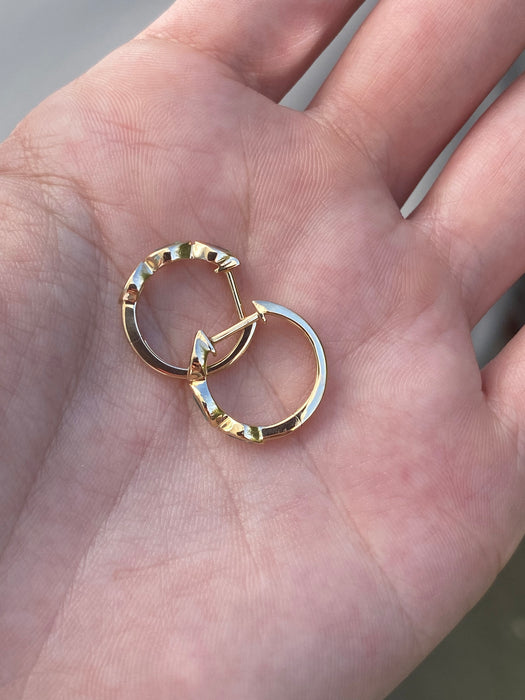 14k bezel set marquise green agate huggie earrings