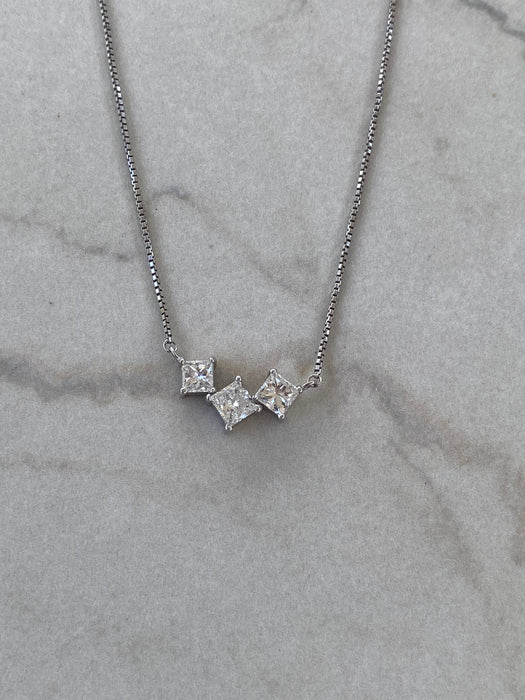 Vintage Platinum Princess Cut Diamond Necklace – 1.04 TCW