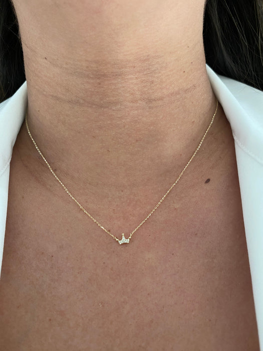 14k diamond crown necklace