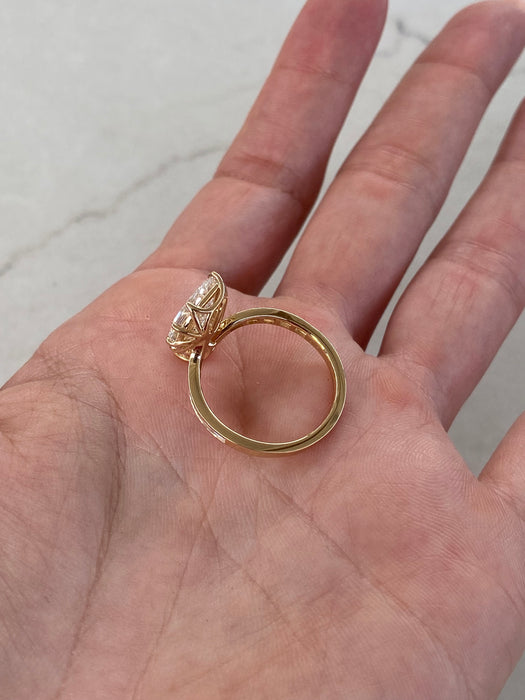 14K Step-Cut Pear & Kite Lab Diamond Bypass Ring