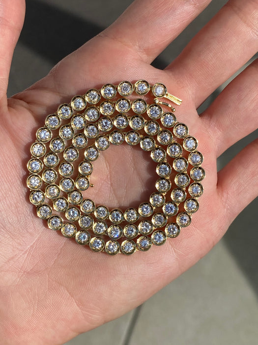 18k bezel set 10.06 tcw diamond tennis necklace