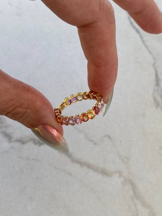 18K Rainbow Sapphire Ring