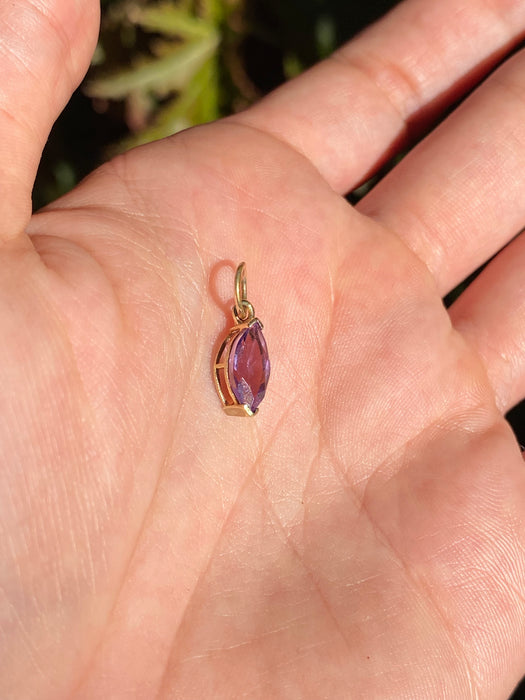 14k marquise amethyst charm pendant