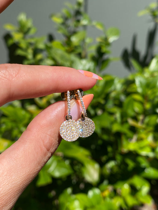 14k diamond huggie earrings