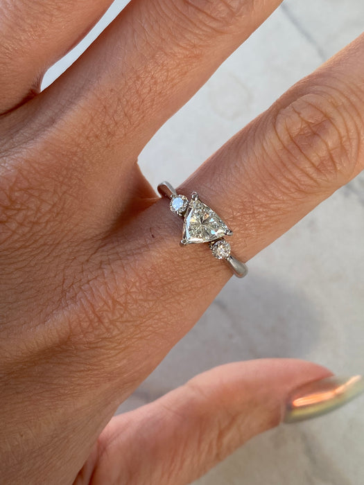 Vintage Platinum 900 Trillion Trilogy Diamond Ring – 1.2 TCW