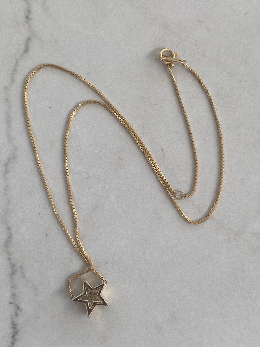 Vintage 18K Kite-Cut Diamond Star Necklace