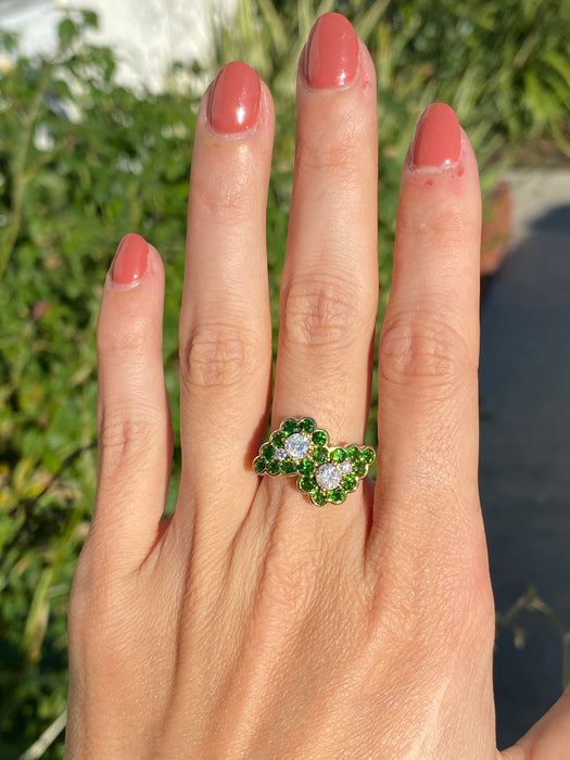18k diamond tsavorite green garnet ring size 7