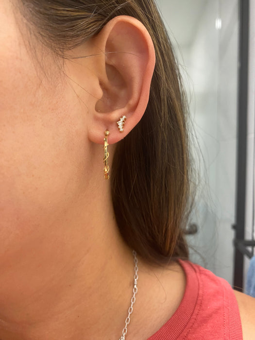 Vintage 14K Gold Oval Hoop Braided Rope Earrings