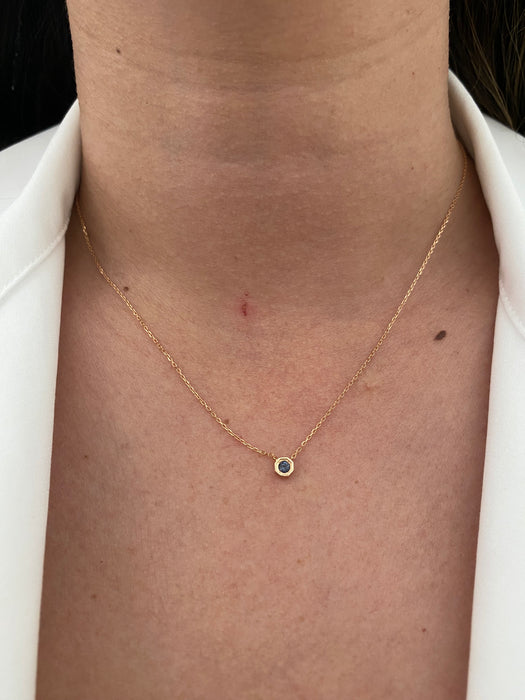 18k rose gold London blue topaz necklace