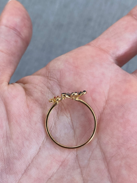 14K Champagne Diamond & Sapphire Floral Ring