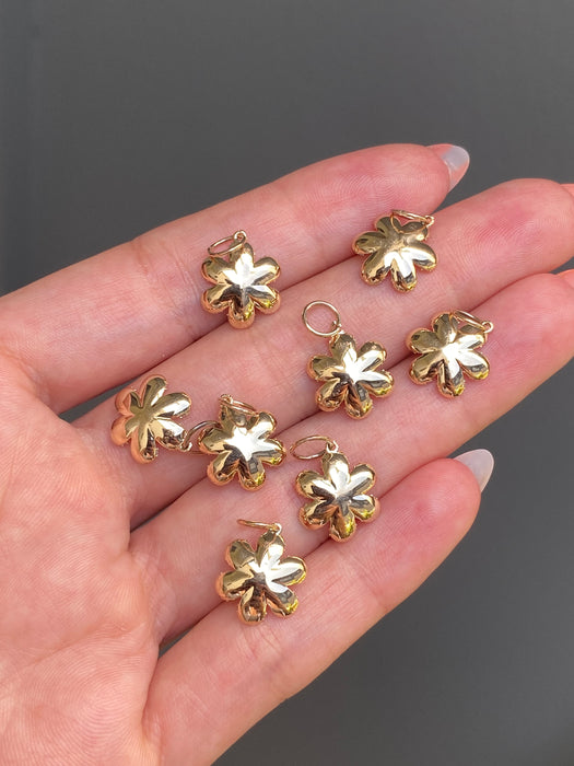 14k diamond flower charm pendant