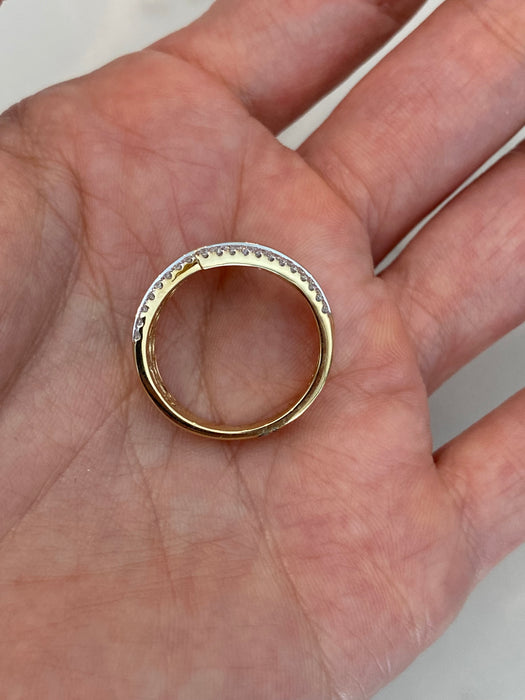 14K Gold Twist Bypass Diamond Ring