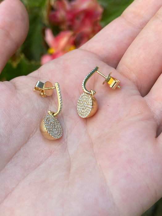 14k diamond huggie earrings