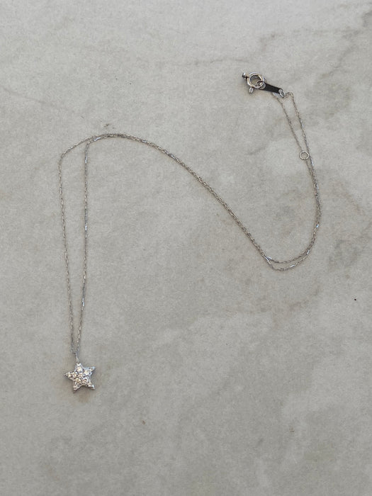 Vintage Platinum 900 Diamond Star Necklace