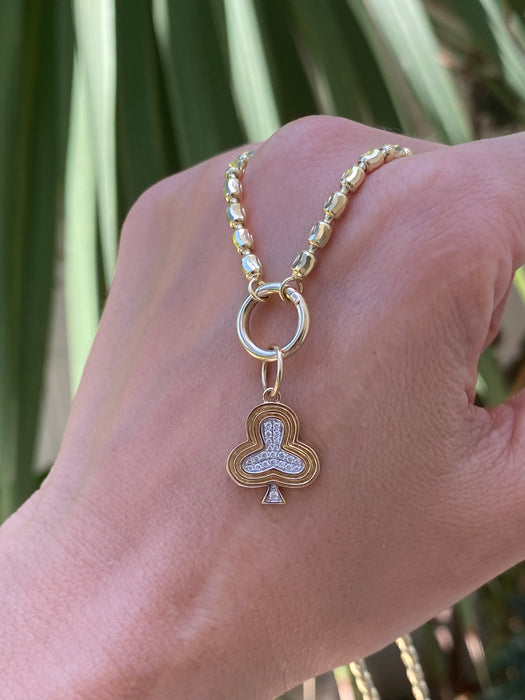 14K Diamond Fluted Triple Bezel Club Charm