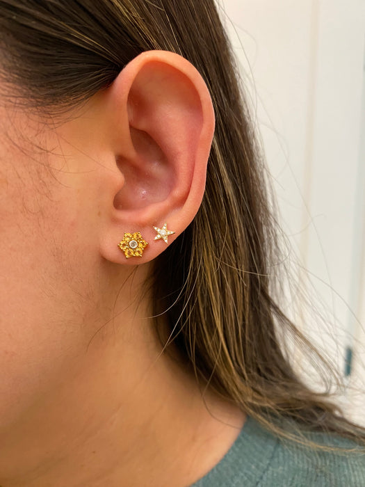 14k citrine and diamond flower stud earrings