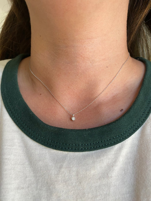 Vintage 10K White Gold Geometric Diamond Pendant Necklace – Natural Diamond