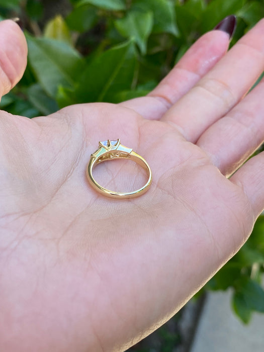 18k double emerald cut baguette diamond ring size 5.25