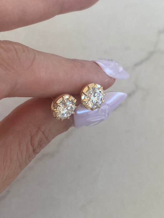 14K Gold 2.00 CTW Lab Diamond Bezel Stud Earrings