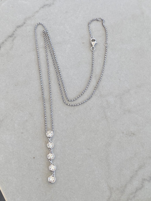 14K White Gold Bezel-Set Lab Diamond Lariat Necklace