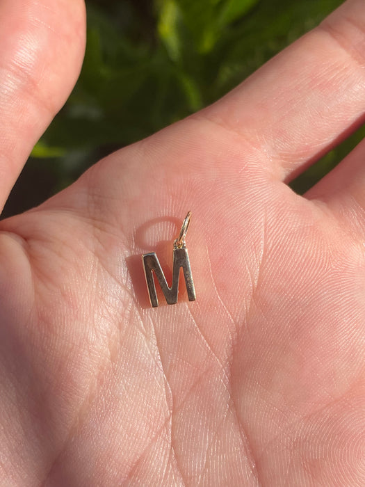 14k diamond letter M initial pendant