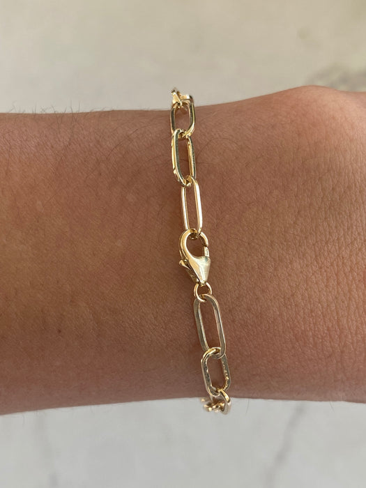 14K 4 TCW Lab Diamond Asscher Paperclip Bracelet