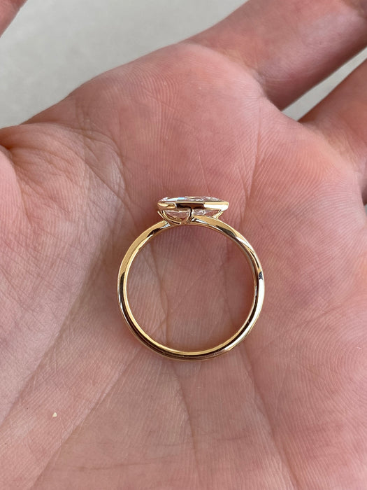 14K Gold Bezel Set Step-Cut Pear Double Band Lab Diamond Ring