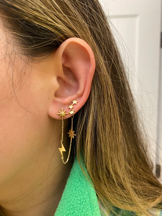 14k lighting and star push back earrings