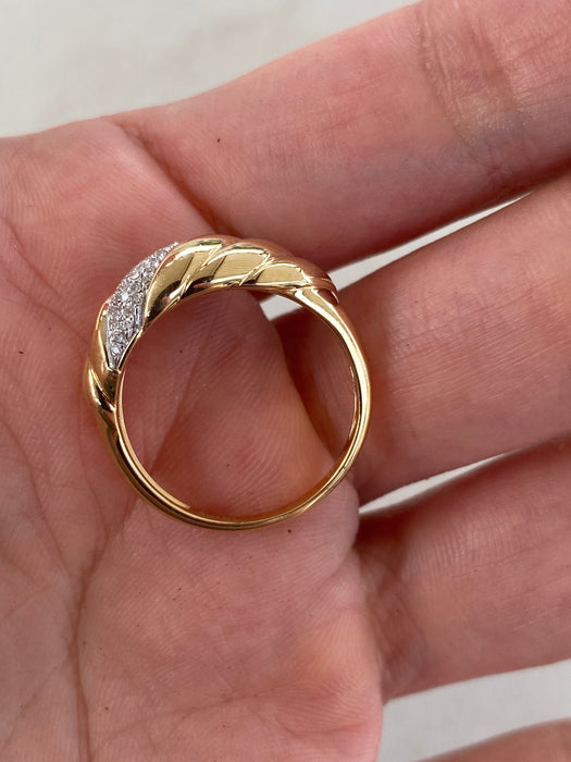 14K Gold Diamond Croissant Ring