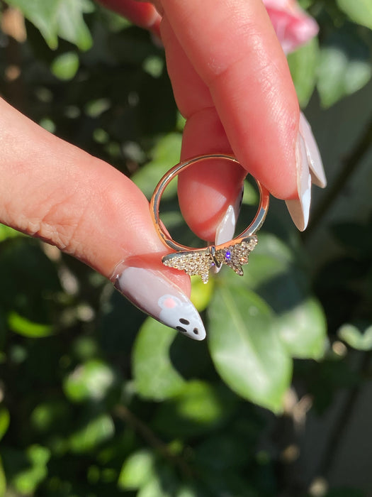 14k diamond butterfly ring size 6.75