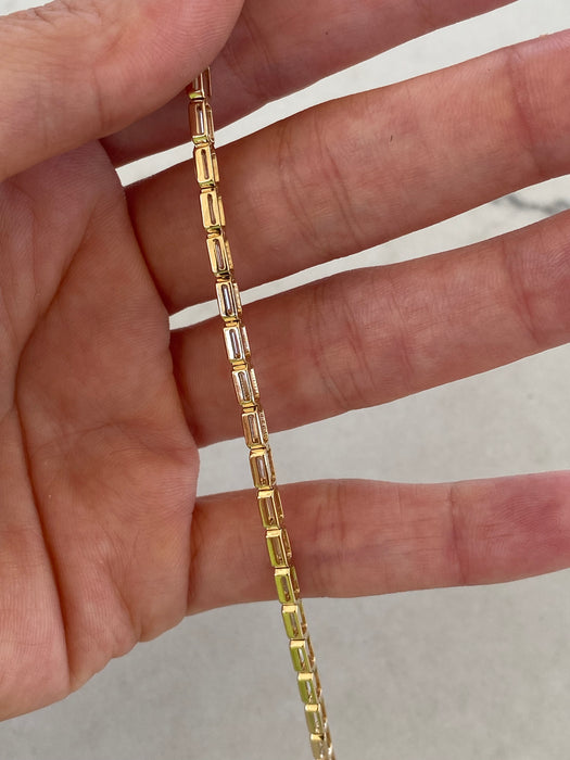 14K Bezel-Set 5.8 TCW Emerald Cut Lab Diamond Bracelet
