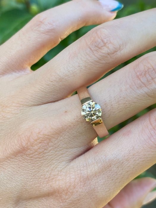 18k rose gold brown diamond ring size 6