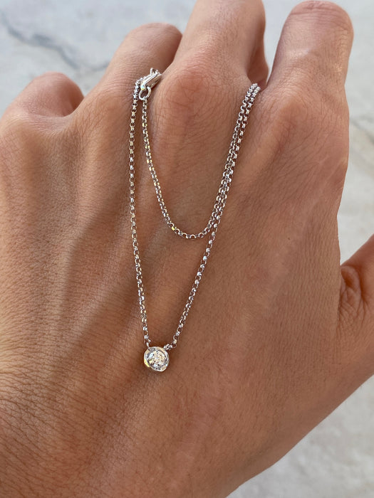 14K White Gold Lab Diamond Necklace
