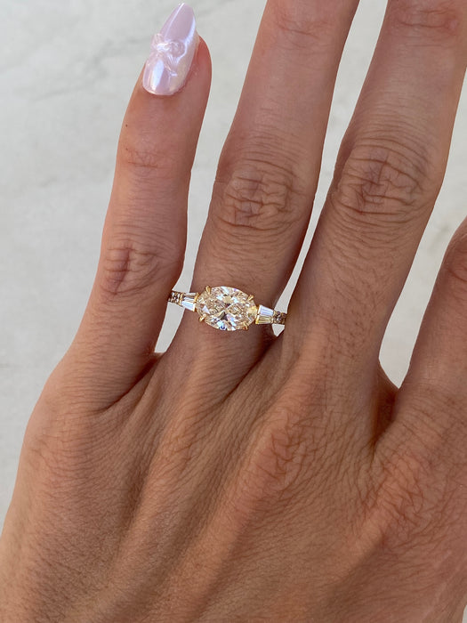 14K 2.09 TCW East-West Oval Lab Diamond & Baguette Ring