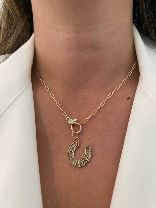 14K Gold Champagne Diamond Horseshoe Charm