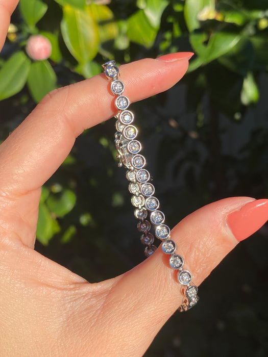 Vintage Platinum 850 Bezel Set 2 TCW Diamond Tennis Bracelet