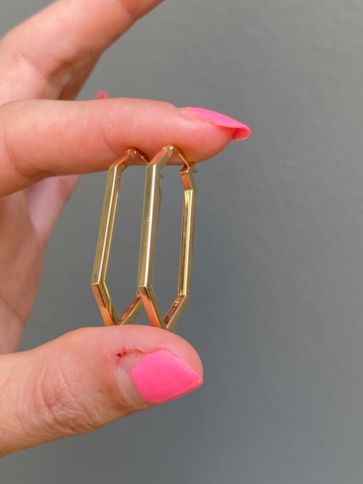 14k pointed geometric hoop earrings