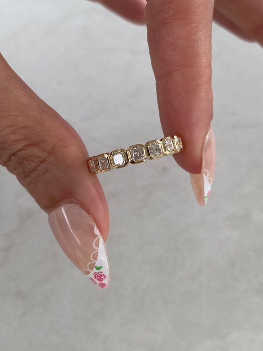 14K Gold Asscher Cut Lab Diamond Stacker Ring 1.10 CTW