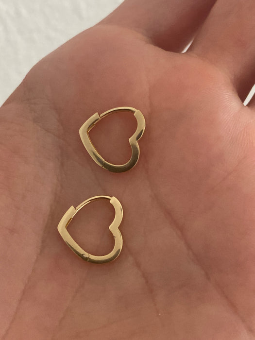 14k mini heart huggie hoops