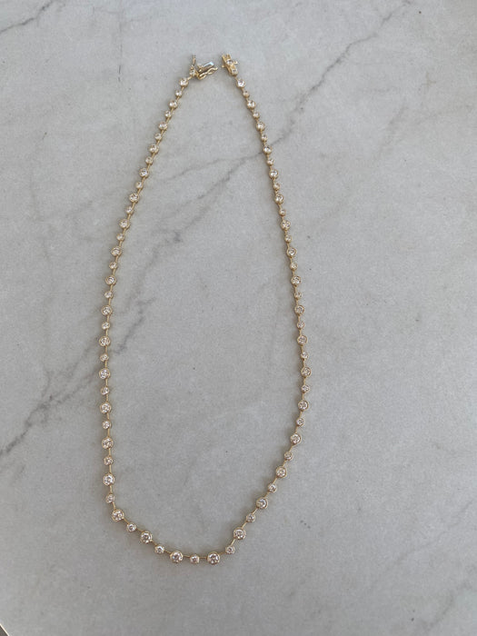 14K 4.34 TCW Natural Diamond Bezel-Set Tennis Necklace